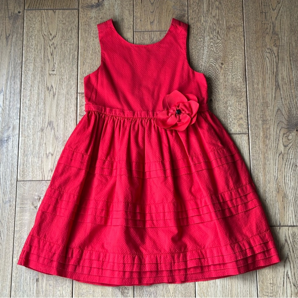 Janie and Jack Red Sleeveless Poppy Flower Dress size 3